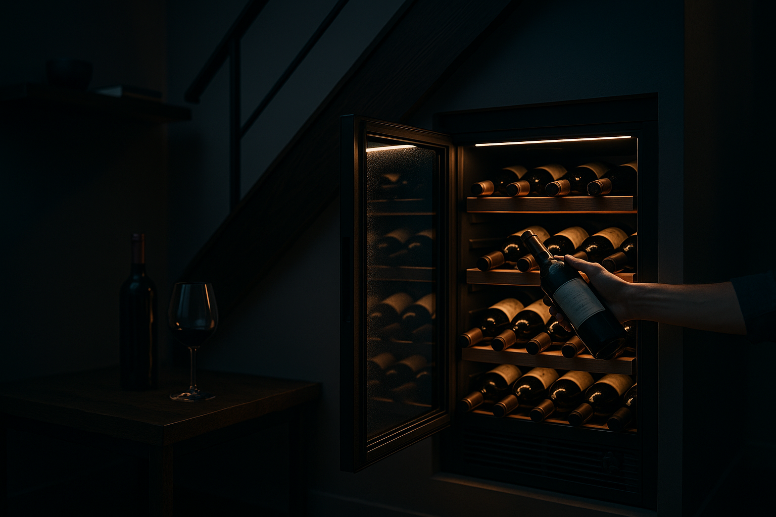 Wijnflessen in optimale bewaarcondities