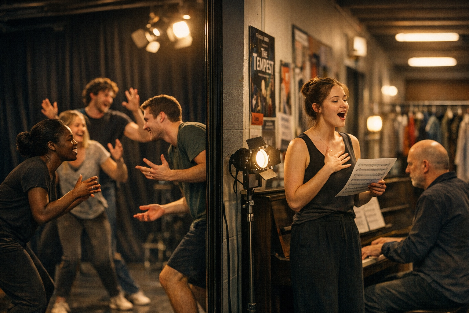 Student tijdens theaterles