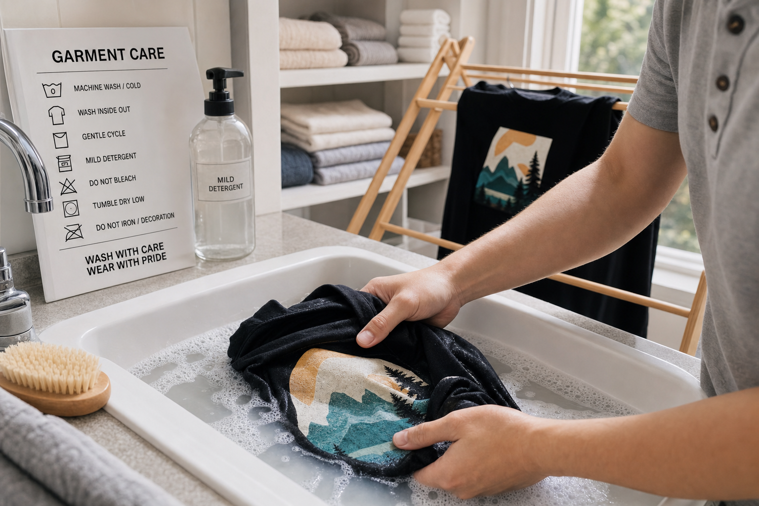 Washinstructies voor bedrukte t-shirts